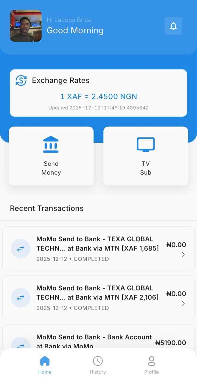 Texa App - Send Money to Nigeria from Cameroon